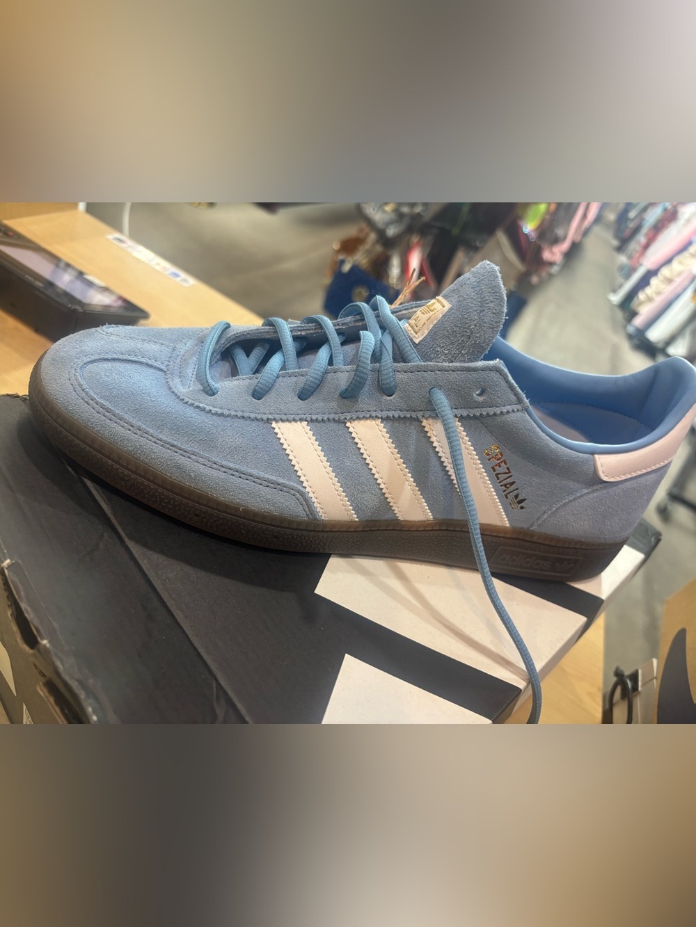 adidas Sky Blue Suede Sneakers with White Stripes